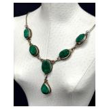 Sterling Silver Green Spinel Pendant Necklace 18 - 20 Inches Adjustable