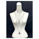 Sterling Silver and Opal Necklace and Sterling Silver and Garnet Necklace