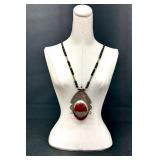 Vintage Tuareg Necklace / Vintage Silver and Carnelian Tuareg Necklace