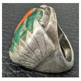 Vintage Sterling Turquoise and Coral Ring