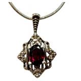 Sterling Silver and Opal Necklace and Sterling Silver and Garnet Necklace