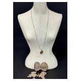 Vintage Sterling Silver Sombrero Hat Necklace and Vintage Sterling Silver Cowboy Clip Dangle Earrings