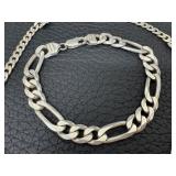 Pair of Large Link Sterling Silver Bracelets and a Sterling Silver Necklace including a Sterling Silver Mariner