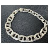 Pair of Large Link Sterling Silver Bracelets and a Sterling Silver Necklace including a Sterling Silver Mariner