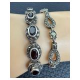 Two Sterling Silver and Marcasite Bracelets