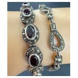 Two Sterling Silver and Marcasite Bracelets