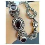 Two Sterling Silver and Marcasite Bracelets