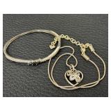 Sterling Silver Bracelet and Brighton Heart Shaped Necklace