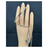 Sterling Silver Bracelet and Brighton Heart Shaped Necklace