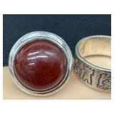 Vintage Sterling Silver and Silver Cuff Bracelet and Rings