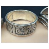 Vintage Sterling Silver and Silver Cuff Bracelet and Rings