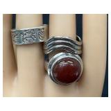 Vintage Sterling Silver and Silver Cuff Bracelet and Rings