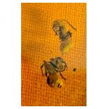 Large Amber Bead and Pair of Sterling and Amber Earrings