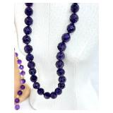 Three Strands of Purple Beaded Necklaces including an Amethyst Faceted Beaded Necklace with Sterling Clasp