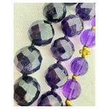 Three Strands of Purple Beaded Necklaces including an Amethyst Faceted Beaded Necklace with Sterling Clasp