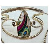 Vintage Turquoise and Sterling Silver Necklace and Vintage Mexico Sterling Bracelet