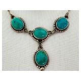 Vintage Turquoise and Sterling Silver Necklace and Vintage Mexico Sterling Bracelet