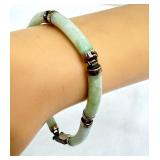 Vintage Sterling Silver and Jade Bracelet