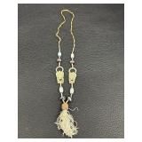 Vintage Chinese Carved Jade and Agate Necklace