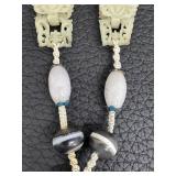 Vintage Chinese Carved Jade and Agate Necklace