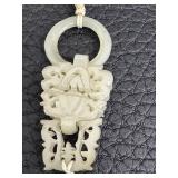 Vintage Chinese Carved Jade and Agate Necklace