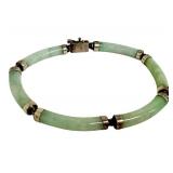 Vintage Sterling Silver and Jade Bracelet