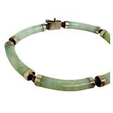 Vintage Sterling Silver and Jade Bracelet