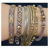 Five Sterling Silver Bracelets including Two Tone Sterling Silver Bracelets