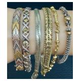 Five Sterling Silver Bracelets including Two Tone Sterling Silver Bracelets