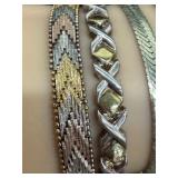 Five Sterling Silver Bracelets including Two Tone Sterling Silver Bracelets