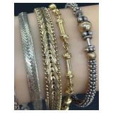 Five Sterling Silver Bracelets including Two Tone Sterling Silver Bracelets