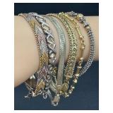 Five Sterling Silver Bracelets including Two Tone Sterling Silver Bracelets