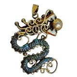 (2) Rare Vintage Chinese Export Silver Enamel Dragon Pendants