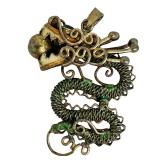 (2) Rare Vintage Chinese Export Silver Enamel Dragon Pendants