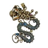 (2) Rare Vintage Chinese Export Silver Enamel Dragon Pendants