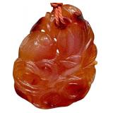 Vintage Heavily Carved Stone Pendant on Braided Cord