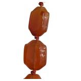 Vintage Hand Knotted Carnelian Agate Beaded Necklace with Silver Clasp