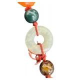 Vintage Hand Knotted Carnelian Agate Beaded Necklace with Silver Clasp