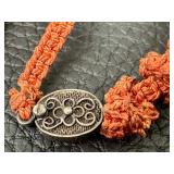 Vintage Hand Knotted Chinese Agate and Jade Beaded Necklace