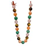 Vintage Hand Knotted Chinese Agate and Jade Beaded Necklace