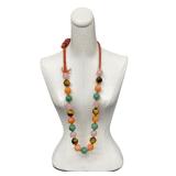 Vintage Hand Knotted Chinese Agate and Jade Beaded Necklace