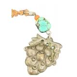 Vintage Chinese Cinnabar Beaded Necklace & Chinese Porcelain Pendant Tassel Necklace