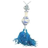 Vintage Chinese Cinnabar Beaded Necklace & Chinese Porcelain Pendant Tassel Necklace