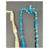 Two Vintage Carved Hard Stone Beaded Necklaces