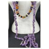 Assorted Beaded Necklaces including a Beaded Amber Necklace and Beaded Amethyst Necklace
