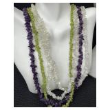 Assorted Beaded Necklaces including a Beaded Amber Necklace and Beaded Amethyst Necklace