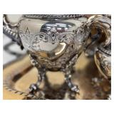 Vintage Goldfeder Silver Co. Footed Coffee / Tea Service Silver Plate Chased by Hand
