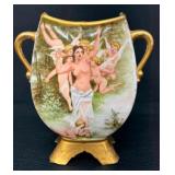 Antique MR France Hand Painted Limoges Footed Vase