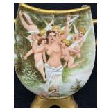 Antique MR France Hand Painted Limoges Footed Vase