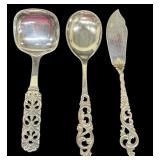 Three Vintage Norwegian Sterling Silver Utensils including Brødrene Mylius Tele Pattern